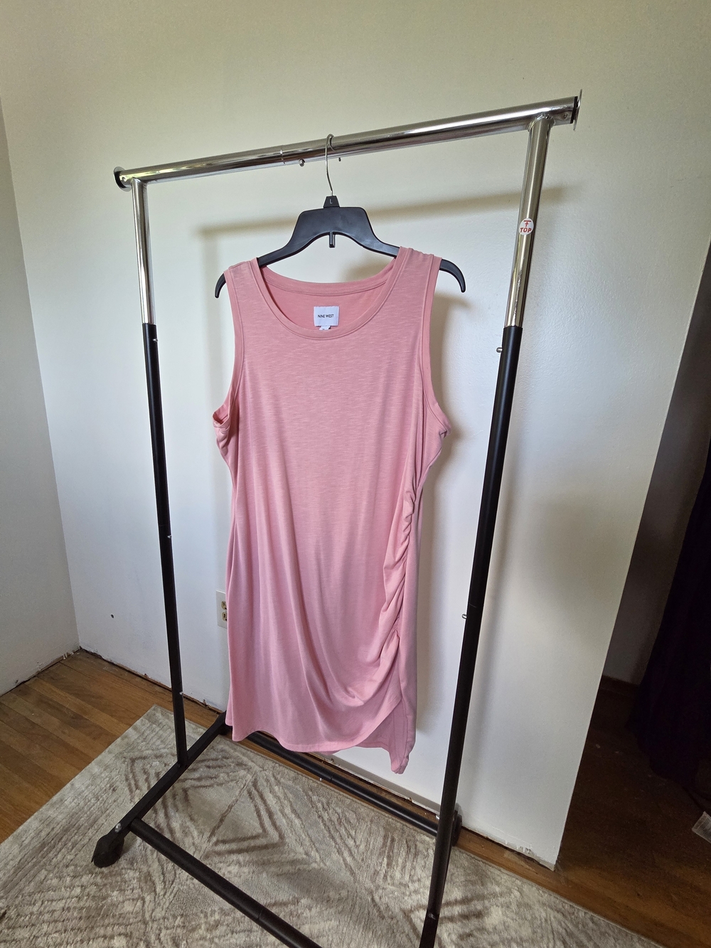 Nine West Pink Sleeveless Side-Ruched Dress